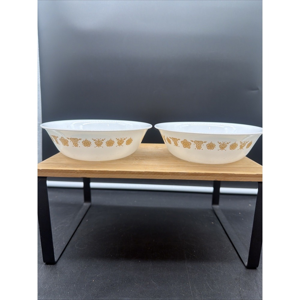 2 Vintage Corelle by Corning Butterfly Gold Cereal Soup Bowl 6 1/4"
